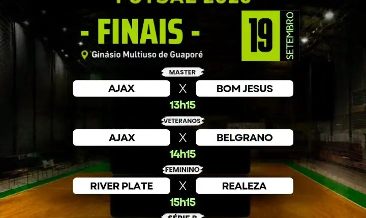 Amanhã tem as FINAIS do Campeonato Municipal de Futsal de Guaporé!