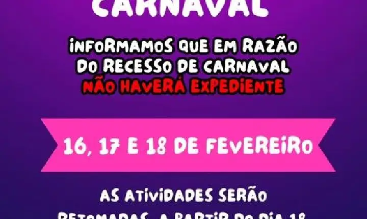 Carnaval: Prefeitura terá ponto facultativo nos dias 16 e 17 de fevereiro