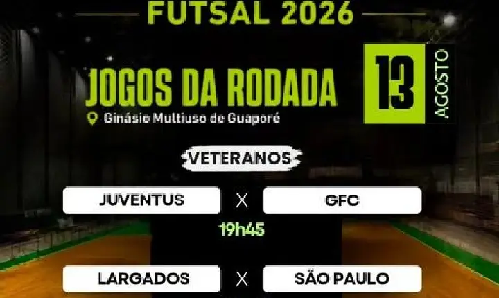 Quinta é dia de VETERANOS no Campeonato Municipal de Futsal de Guaporé!!