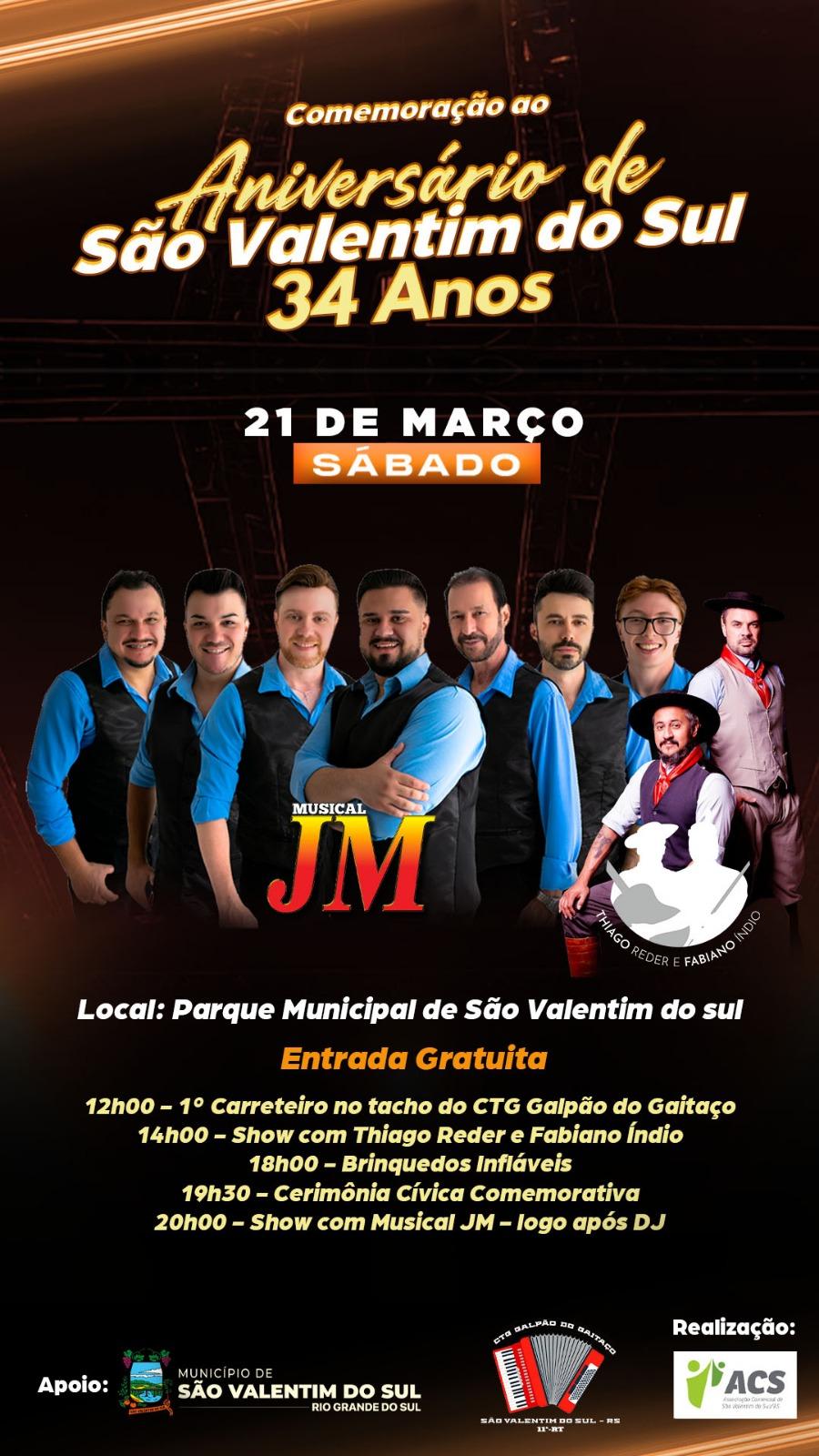 São Valentim do Sul celebra 34 anos de história!