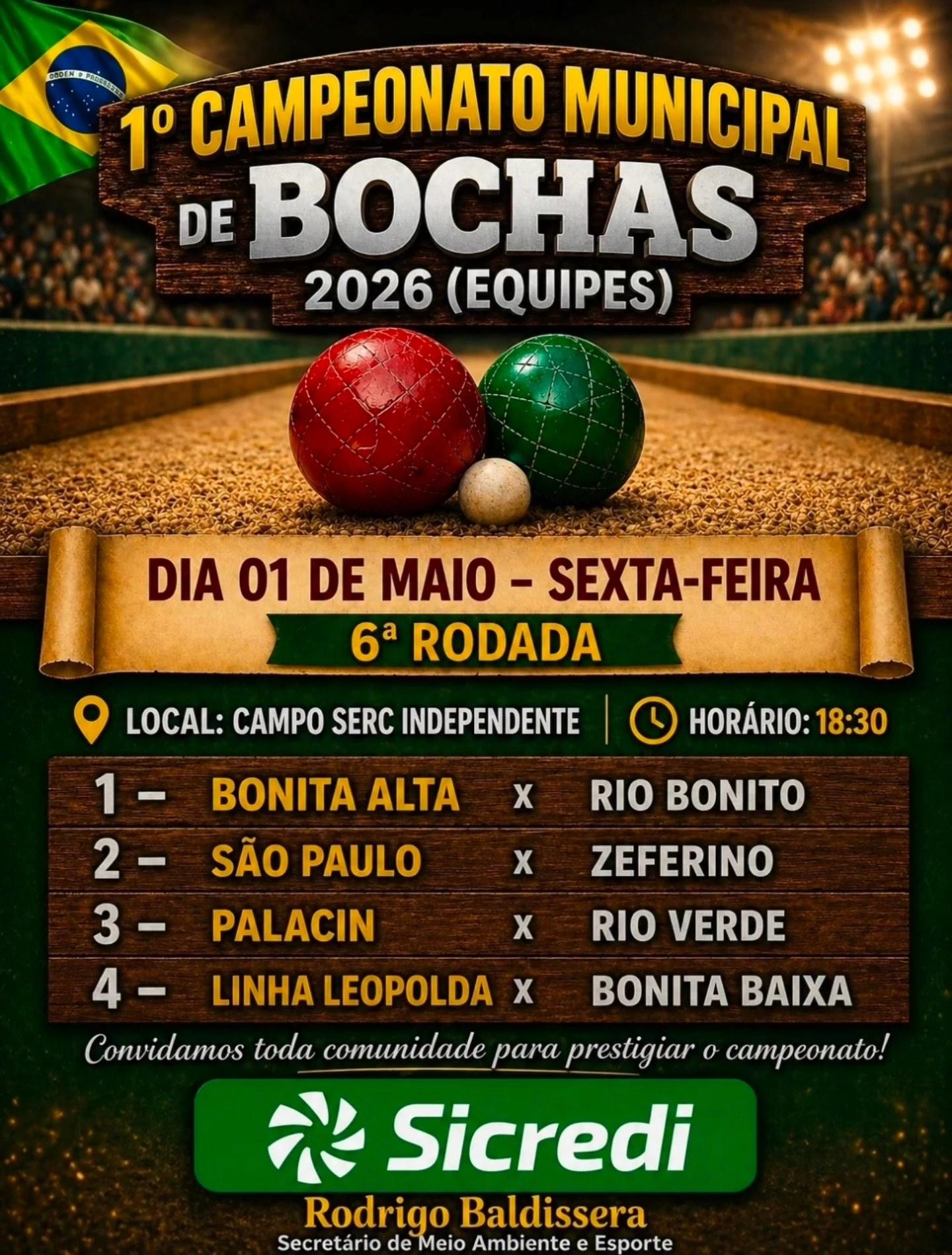 Doutor Ricardo te espera para a 6ª rodada do Campeonato Municipal de Bocha!