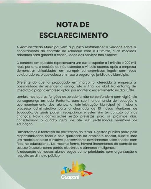 NOTA DE ESCLARECIMENTO