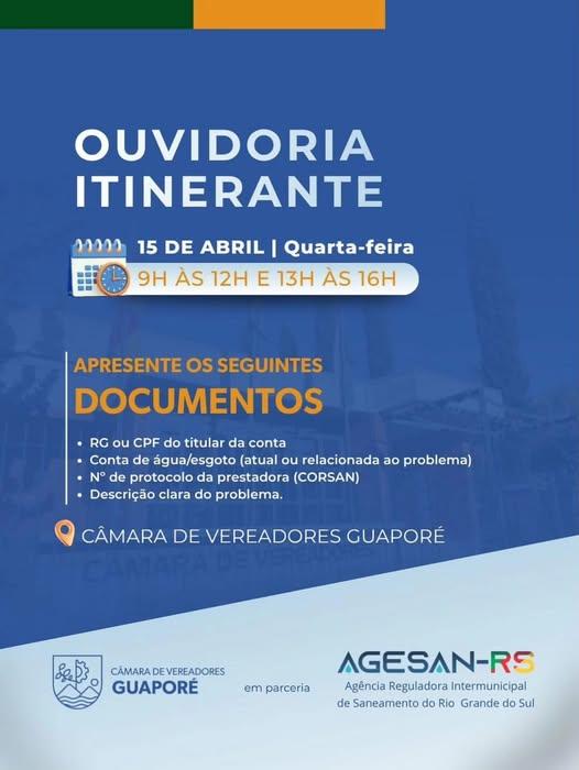 Ouvidoria Itinerante acontece hoje em Guaporé
