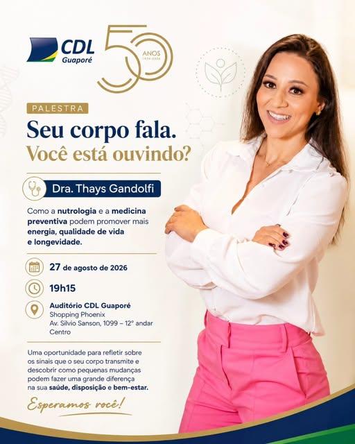 A CDL Mulher convida, para uma noite de muito conhecimento e reflexão sobre saúde, prevenção e qualidade de vida.