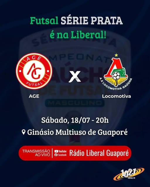 Neste sábado, às 20h, a AGE entra em quadra para enfrentar a Locomotiva pela Série Prata de Futsal.