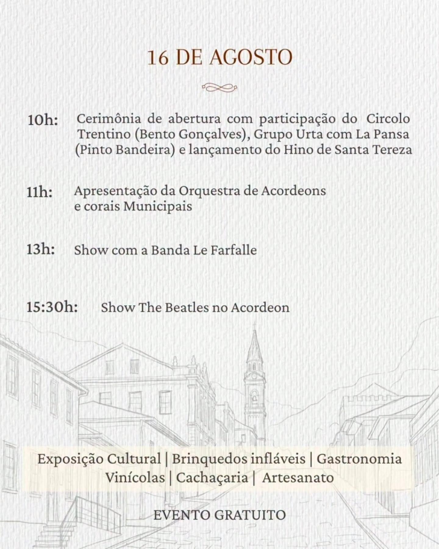A história, a cultura e as tradições de Santa Tereza ganham vida na 2ª Festa do Patrimônio Histórico!