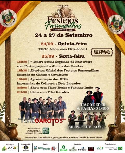 6ª edição dos Festejos Farroupilhas de São Valentim do Sul!