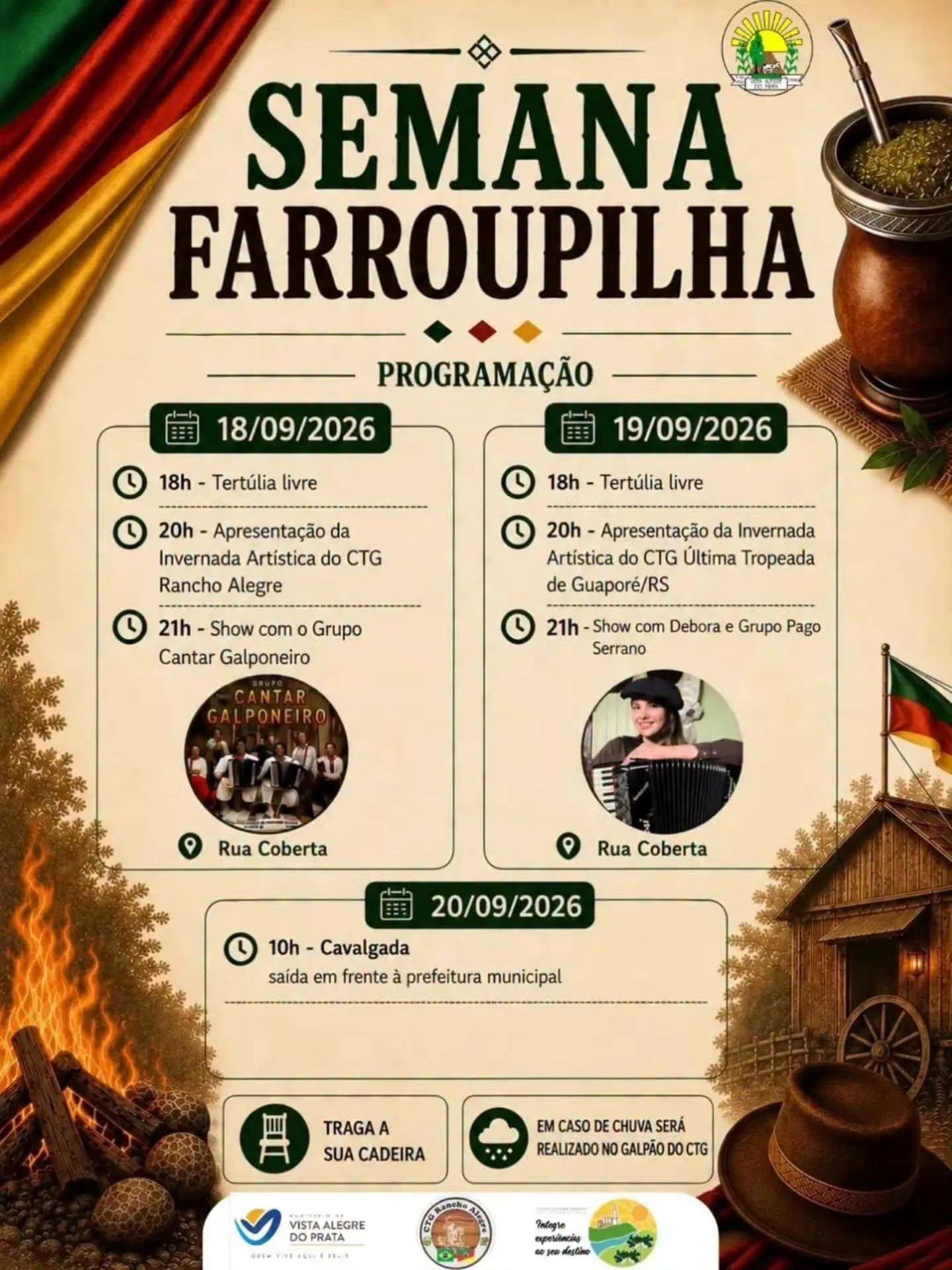 De 18 a 20 de setembro, a tradição gaúcha toma conta de Vista Alegre do Prata!