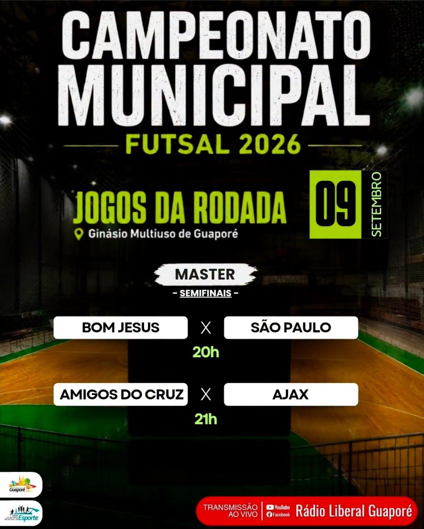 Hoje tem Categoria MASTER no Campeonato Municipal de Futsal de Guaporé!!