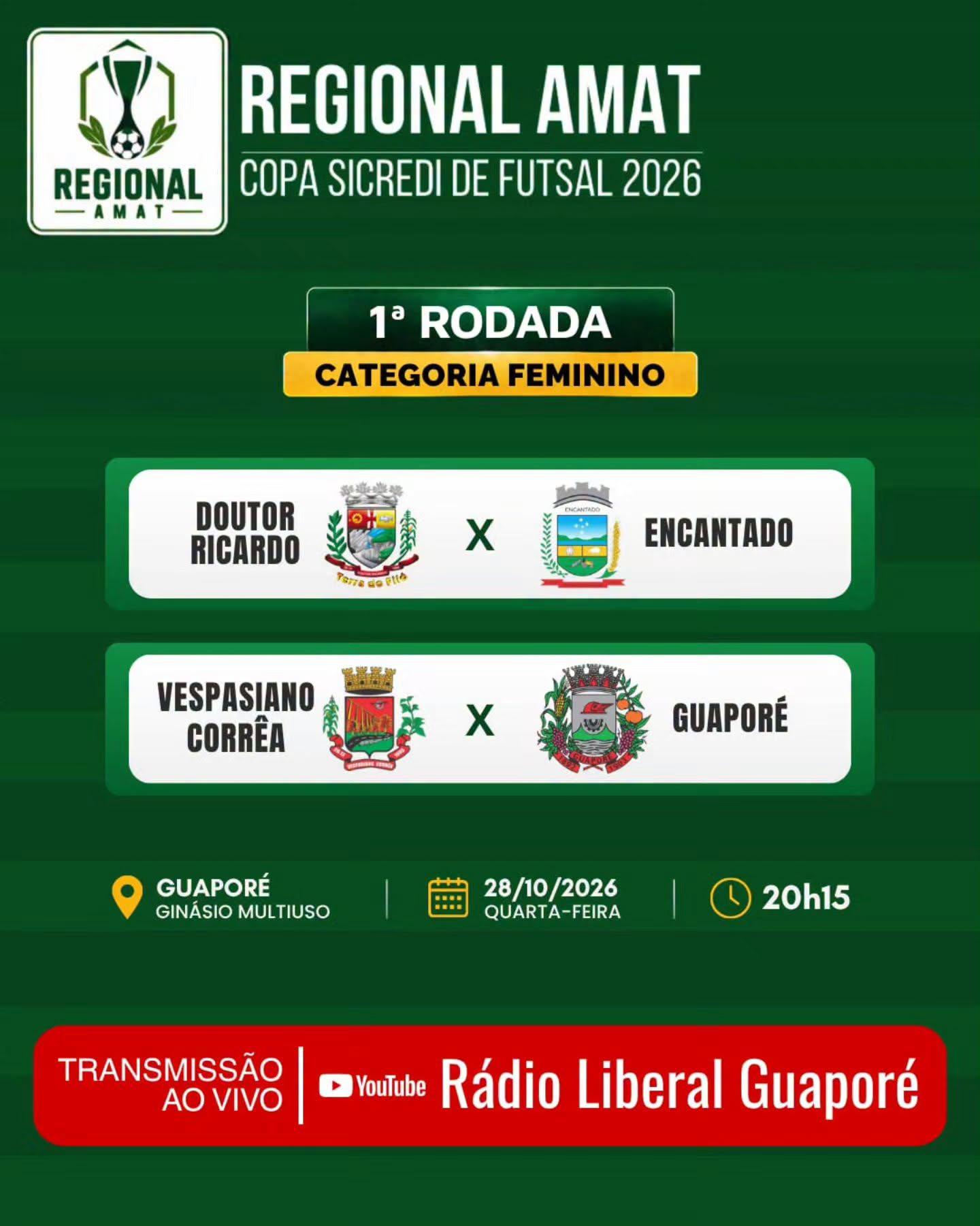 A BOLA VAI ROLAR PELO REGIONAL AMAT – COPA SICREDI DE FUTSAL 2026!