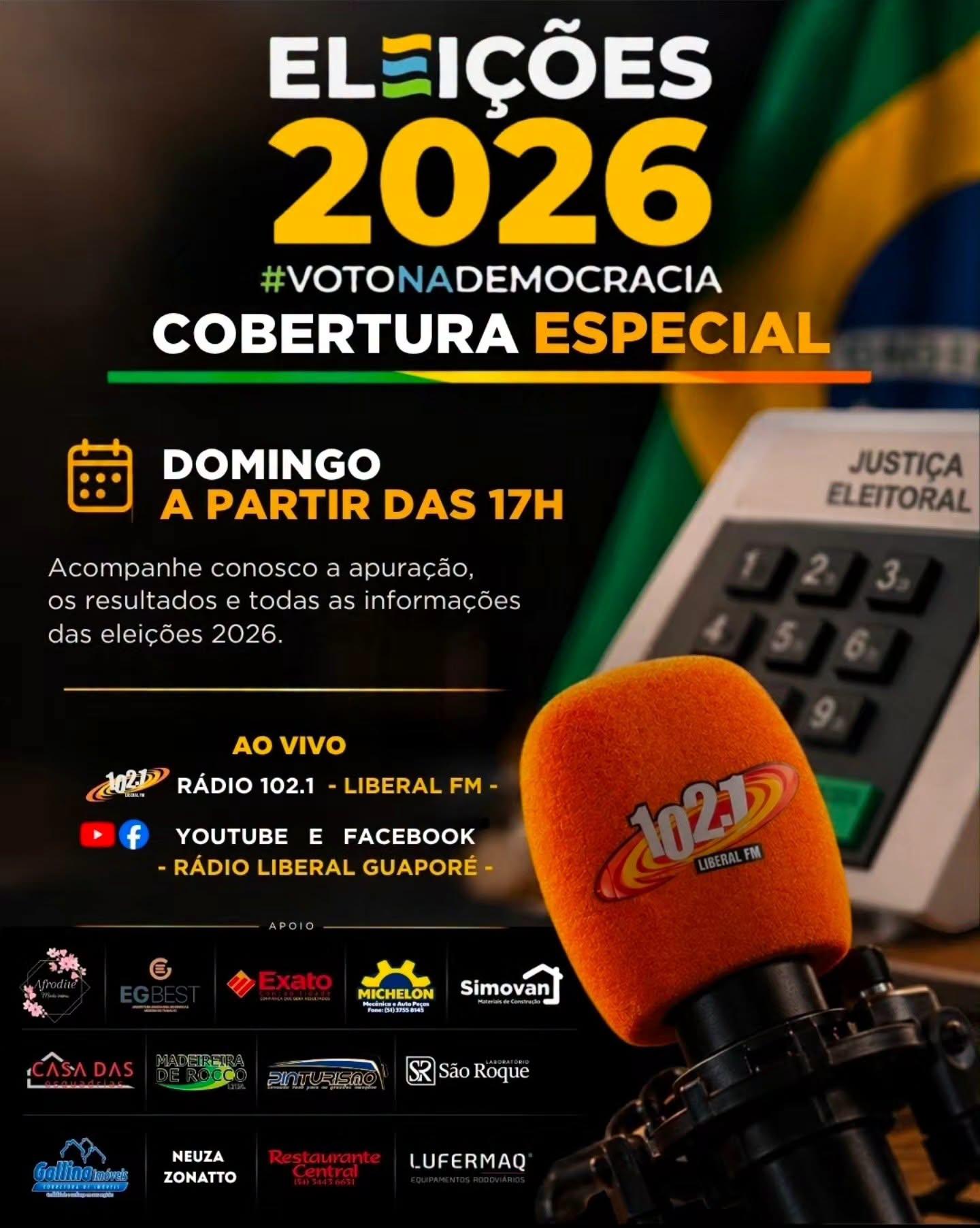 COBERTURA DAS ELEIÇÕES SÓ NA LIBERAL