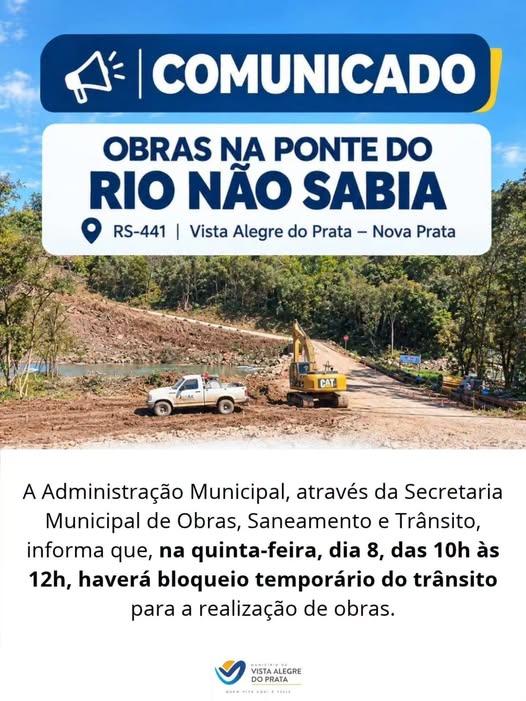 Ponte do Rio Não Sabia terá bloqueio temporário nesta quinta-feira